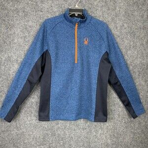 Spider Heavy Knit Athletic Top Men M 1/2 Zip Long Sleeve Stretch Sides